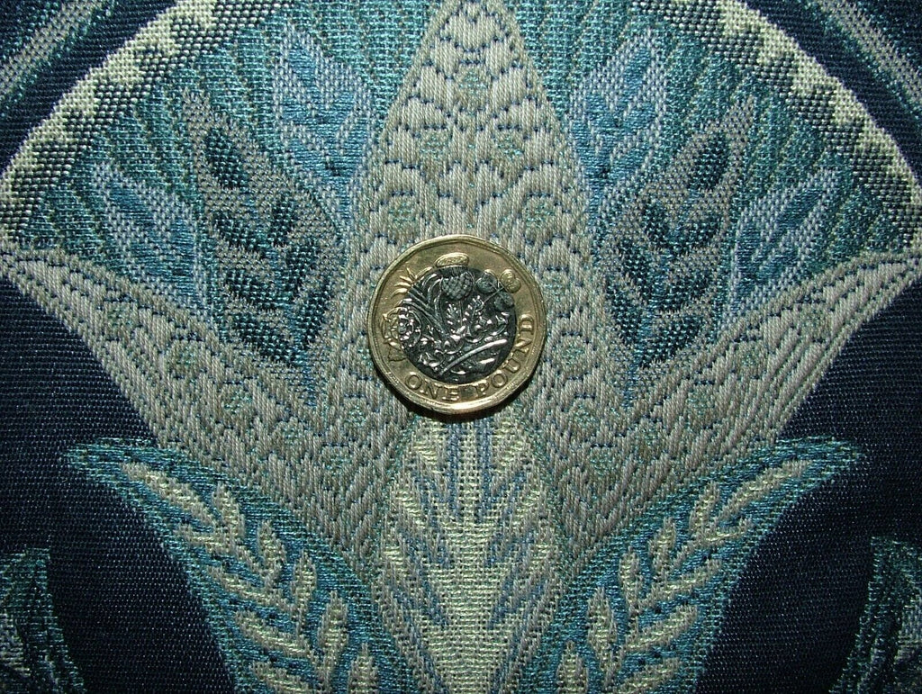 Art Deco Madison Sapphire Blue Thick Jacquard Curtain Upholstery Cushion Fabric