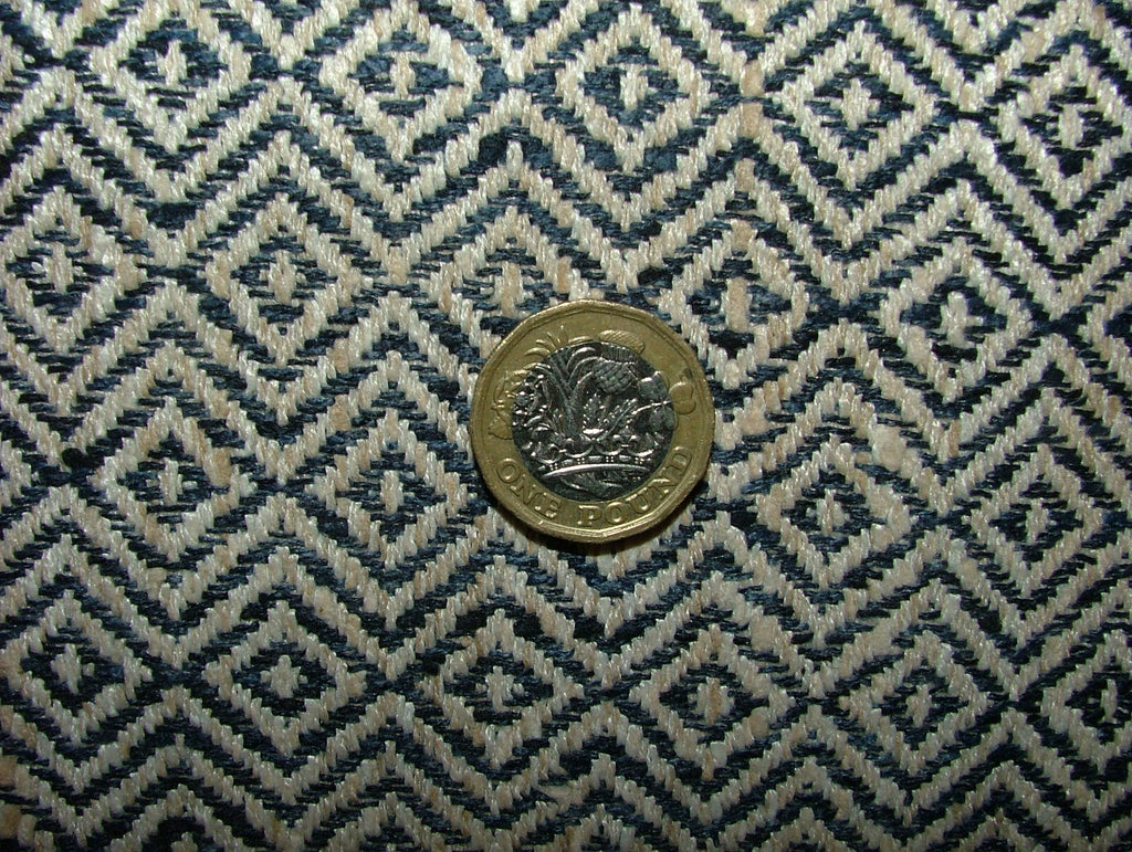 iLiv Woven Curtain Fabric 1.5 Metres Anouka Indigo Blue Cushion Upholstery Use4