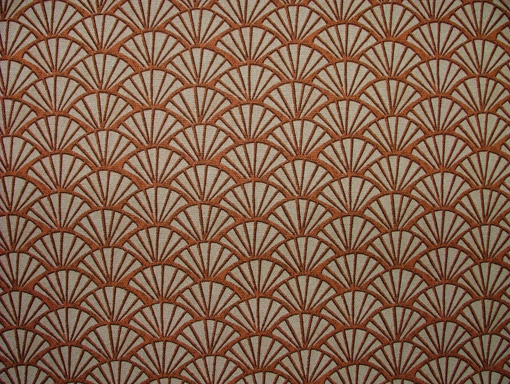 2.5 Metres Art Deco Fan In Koi 100% Cotton Fabric Cushion Curtain Upholstery Use