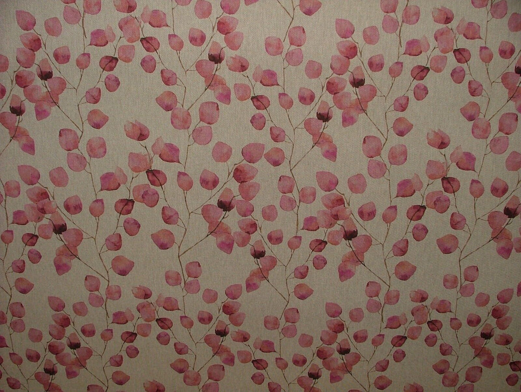 Eucalyptus Tree Leaf Pink Linen Cotton Fabric Curtain Cushion Upholstery Craft