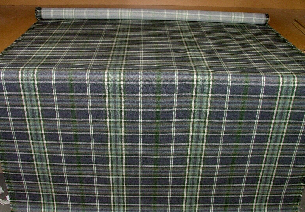 3 Metres Pitlochry Indigo Blue Tartan Flame Retardant Fabric Upholstery Cushion