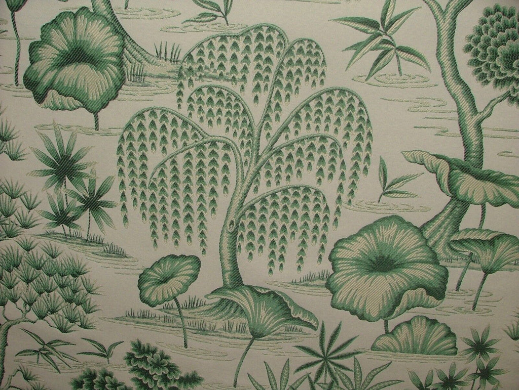 Japanese Oriental Tree Green Jacquard Fabric Curtain Upholstery Cushion Blind