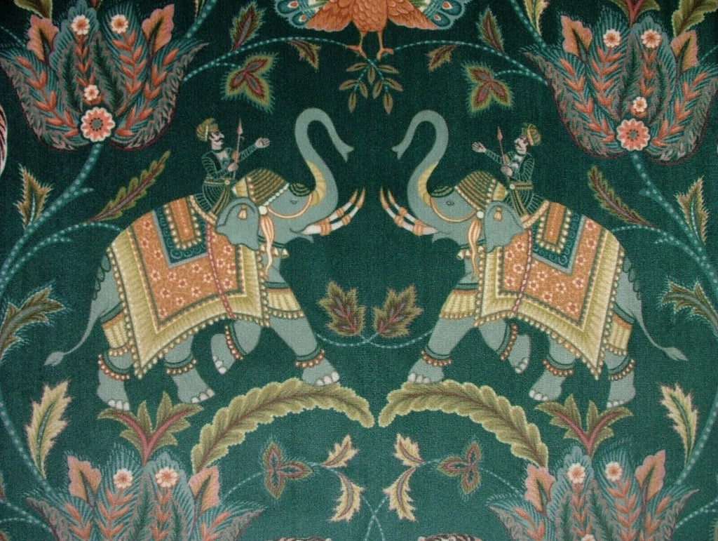 Indian Elephant Tiger Ocean Velvet Fabric Curtain Upholstery Cushion