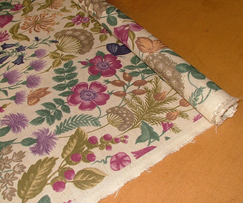 2.4 Metres iLiv Field Flowers Elderberry Linen Mix Fabric Cushion Curtain