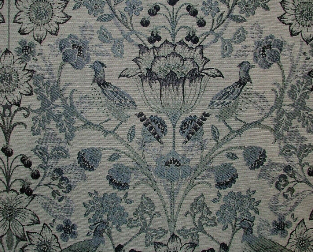 Morris Bird Delft Blue Jacquard Fabric  Curtain Upholstery Cushion Throws Use