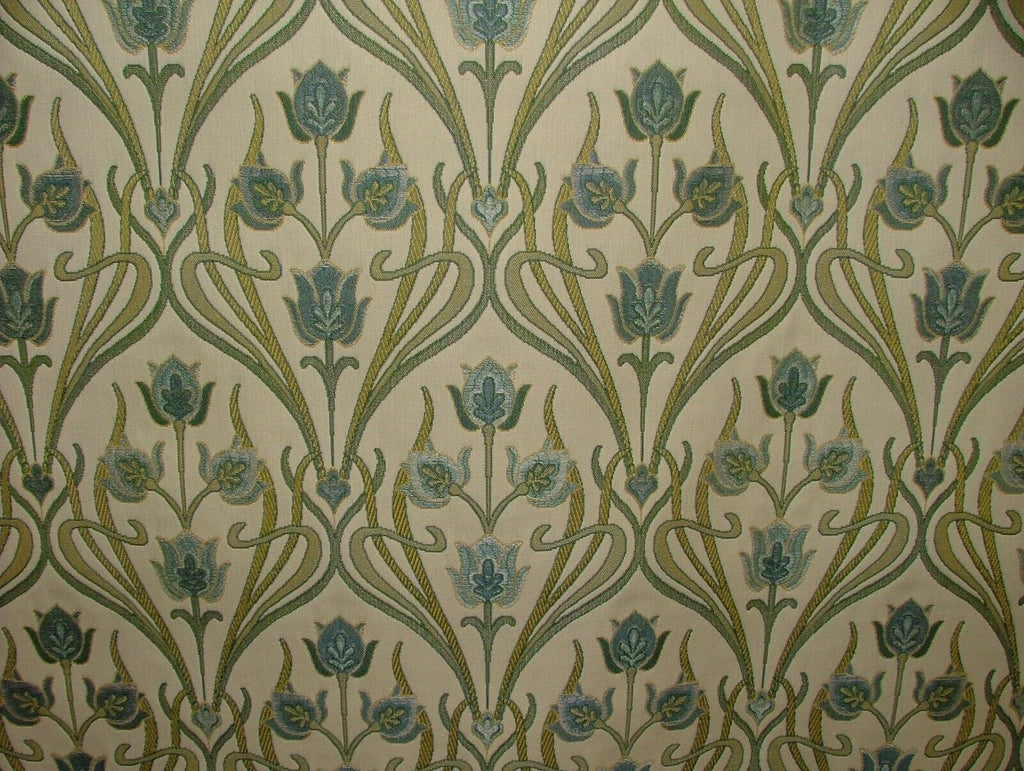 Art Nouveau Pugin Duckegg Woven Jacquard Curtain Upholstery Cushion Blind Fabric