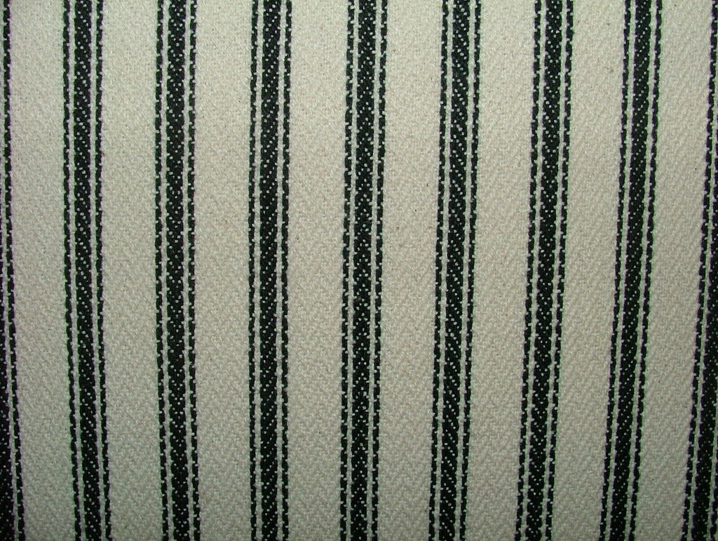 Harrogate Herringbone Black Cream Cotton Ticking Curtain Upholstery Fabric