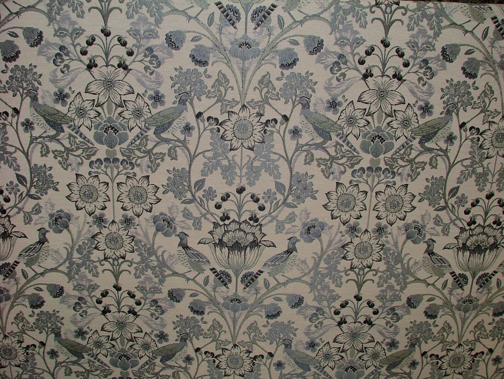 Morris Bird Delft Blue Jacquard Fabric  Curtain Upholstery Cushion Throws Use