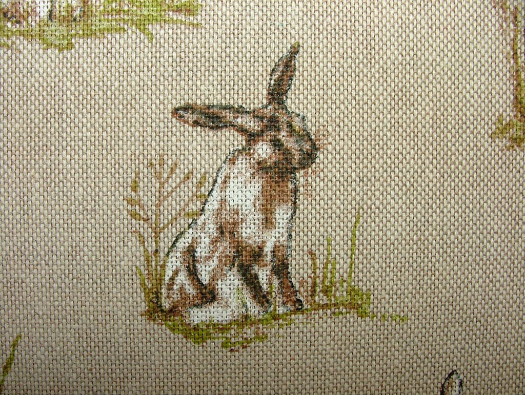 Mini Prints Hares Country Side Animals Linen Look Fabric Curtain Upholstery