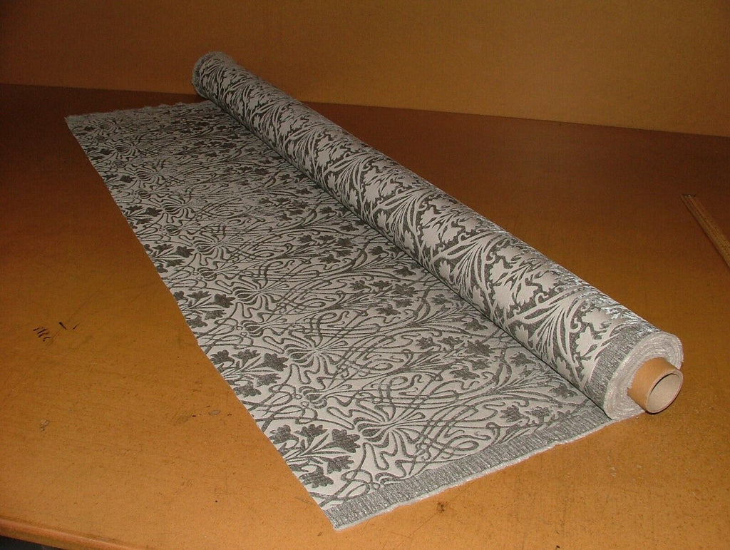 10 Metres Art Nouveau Flint Grey Chenille Fabric Curtain Upholstery Cushion