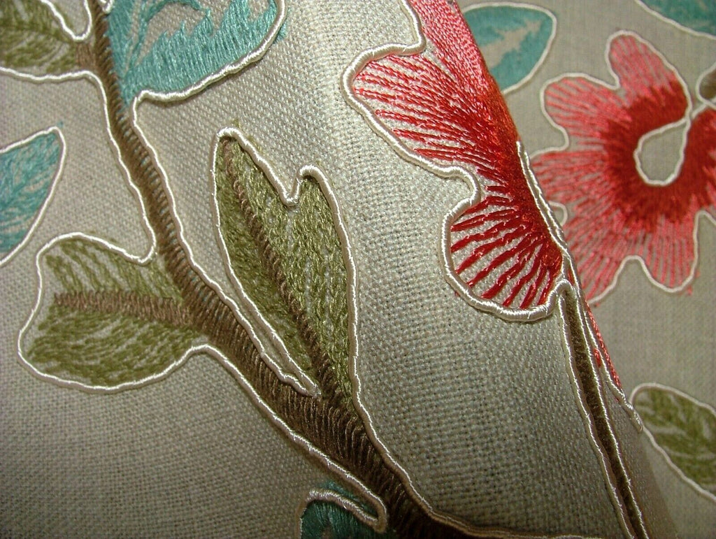 Broadway Rouge Floral Embroidered Jacquard Curtain Upholstery Cushion Fabric