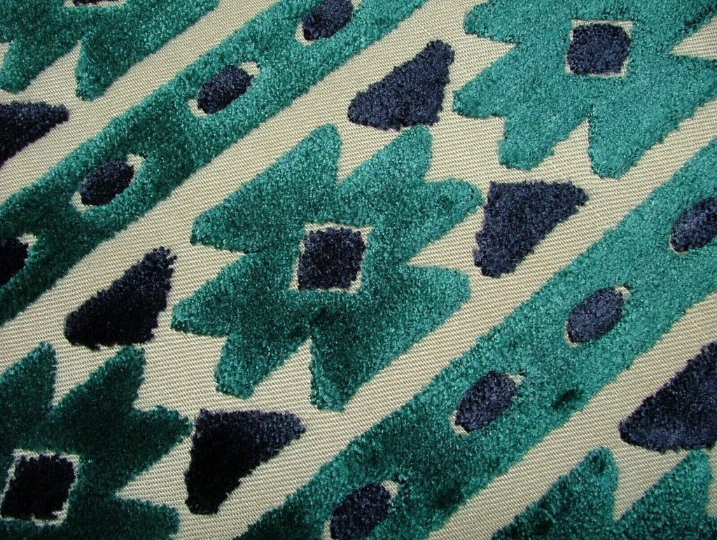 Kasbah Teal Extra Thick Plush Velvet Fabric Curtain Upholstery Cushion