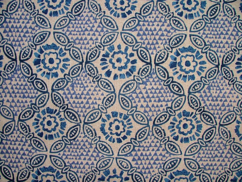 3.1 Mts iLiv Stardust Batik Blue Woven Cotton Fabric Cushion Curtain Upholstery