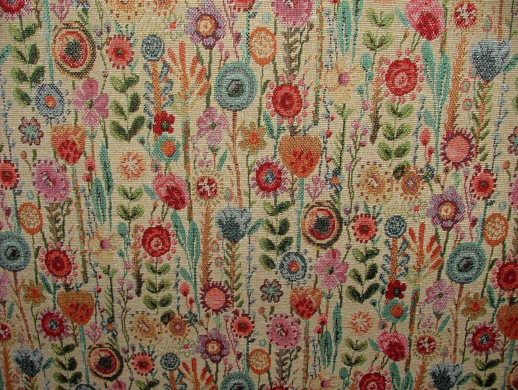 Cottage Garden Floral Linen Tapestry Fabric Curtain Upholstery Cushion Throws