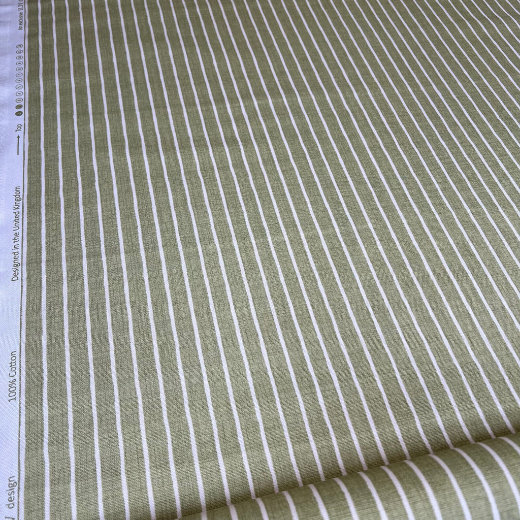 3.5 Metre iLiv Pencil Stripe Pistachio Green Woven Cotton Fabric Cushion Curtain