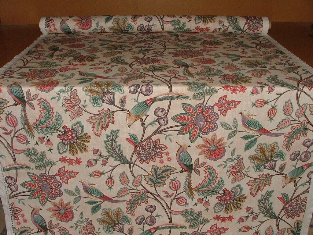 Chanterelle Wineberry Ornate Bird Floral Curtain Upholstery Cushion Blind Fabric