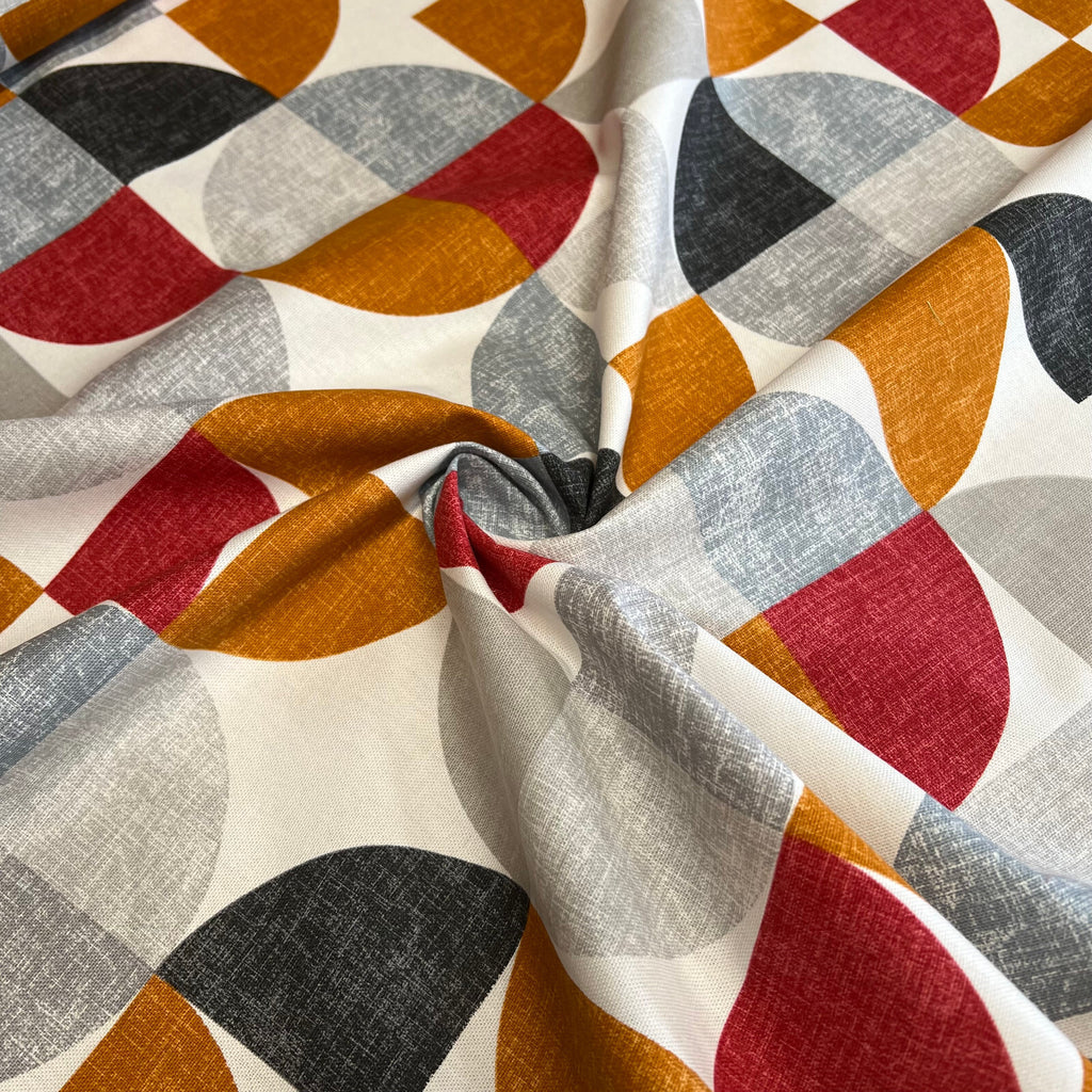 2 Metres iLiv Spiral Scarlet 100% Cotton Fabric Curtain Upholstery Cushion8