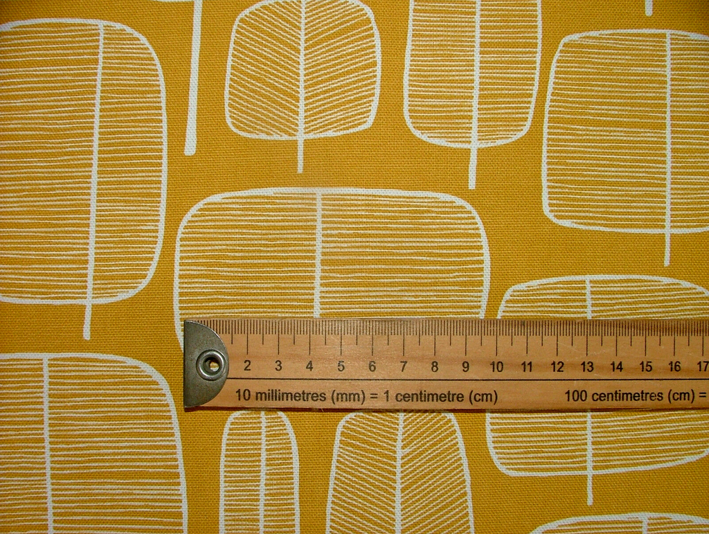 MissPrint Little Trees Yellow Scandi Cotton Curtain Upholstery Cushion Fabric