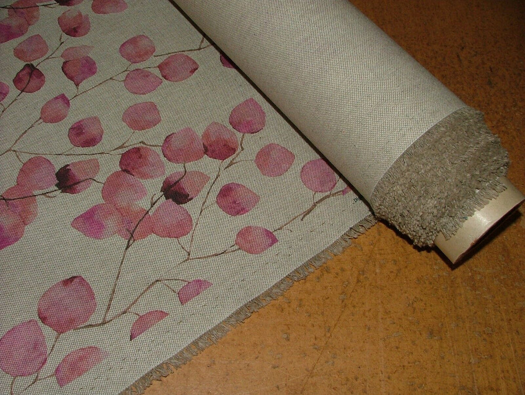 Eucalyptus Tree Leaf Pink Linen Cotton Fabric Curtain Cushion Upholstery Craft