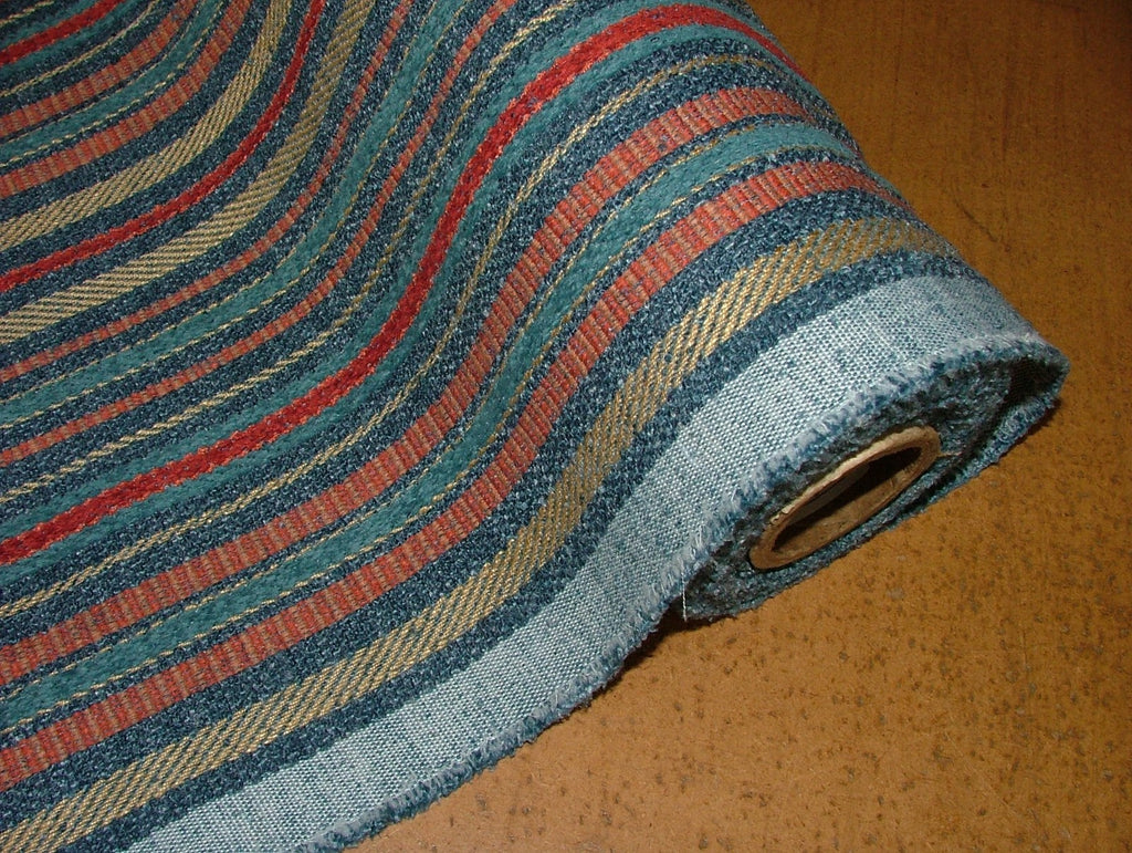 iLiv Thick Woven Stripe Fabric 2.4m Hendrix Indigo Curtain Upholstery Cushion0