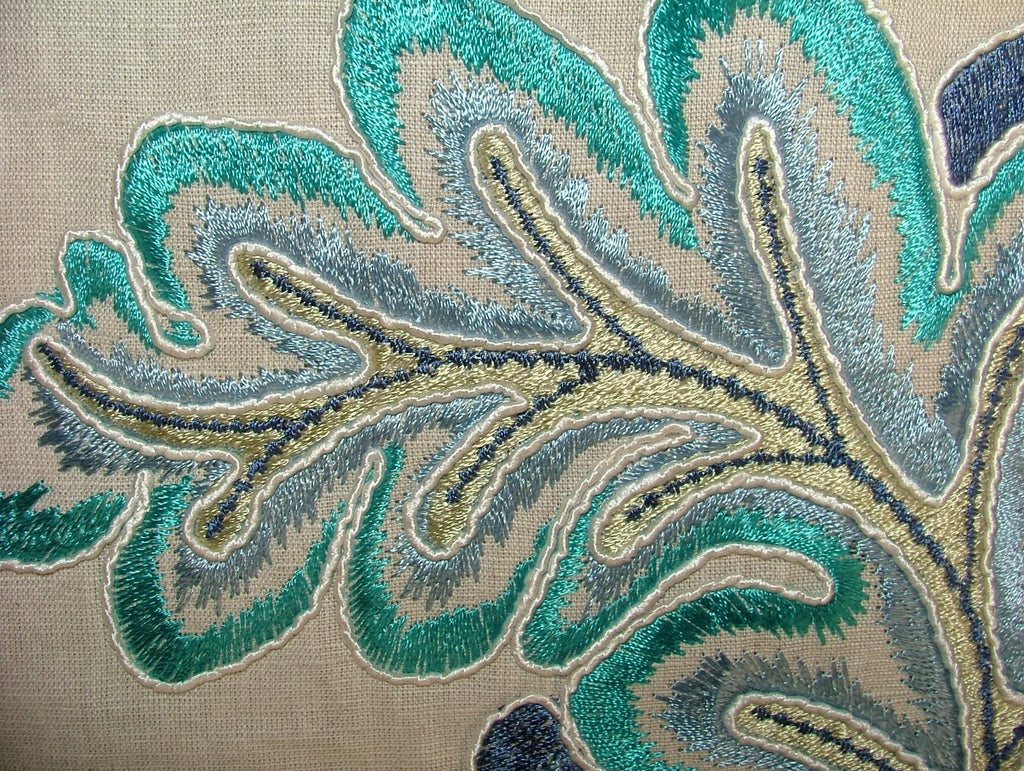 52 Metres Indigo Blue Floral Embroidered Fabric Curtain Upholstery Cushion Use7