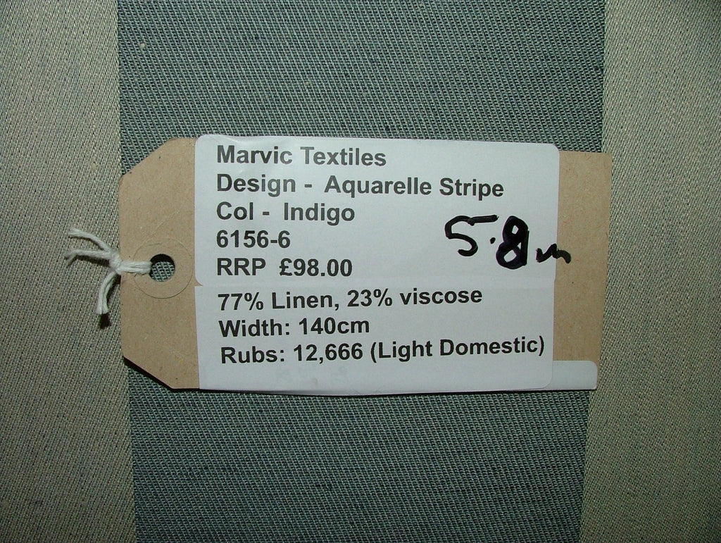 Linen Blend Curtain Fabric By Marvic Textiles  Aquarelle Indigo - 5.8 Metres4