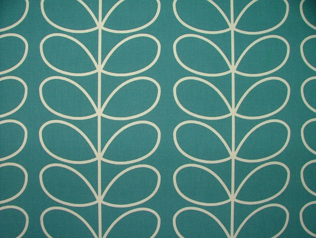 Designer Orla Kiely Linear Stem Deep Duck Egg Teal Curtain Upholstery Fabric