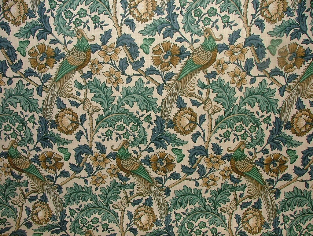 Oakmere Verdigris Cotton Curtain Upholstery Quilting Roman Blind Fabric Morris