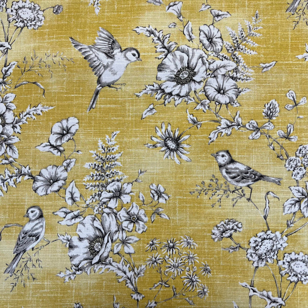 2m iLiv Finch Toile Buttercup Cotton Curtain Upholstery Cushion Blind Fabric