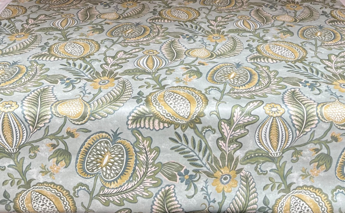 iLiv Cotton Curtain Fabric 3.1 Metres Winter Fruits Sage Cushion Uphol ...