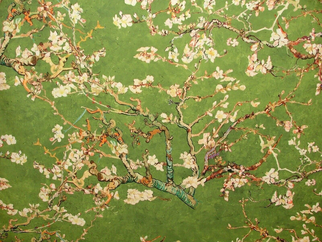 Japanese Cherry Blossom Tree Green Velvet Fabric Curtain Upholstery Cushion Use