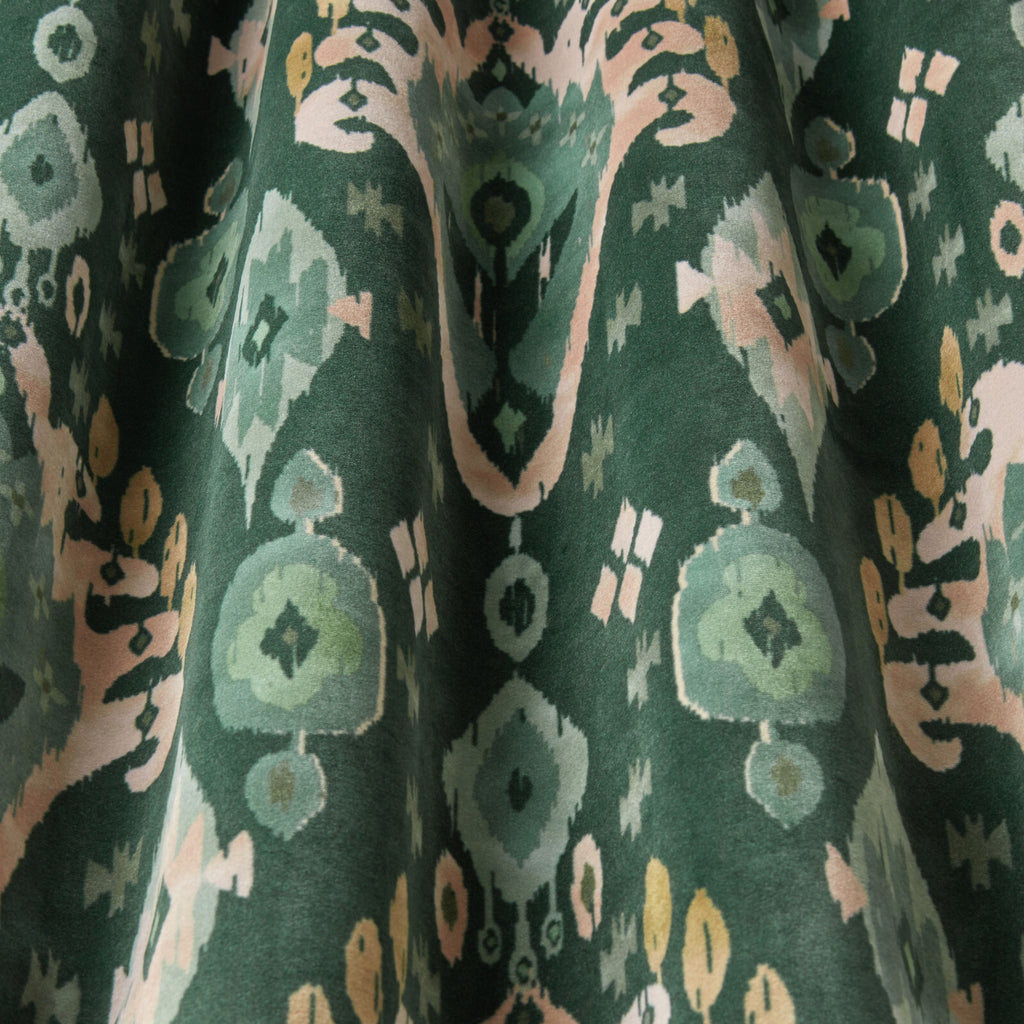 0.9 Metres iLiv Kasbah Forest Ikat Velvet Fabric Cushion Curtain Upholstery1