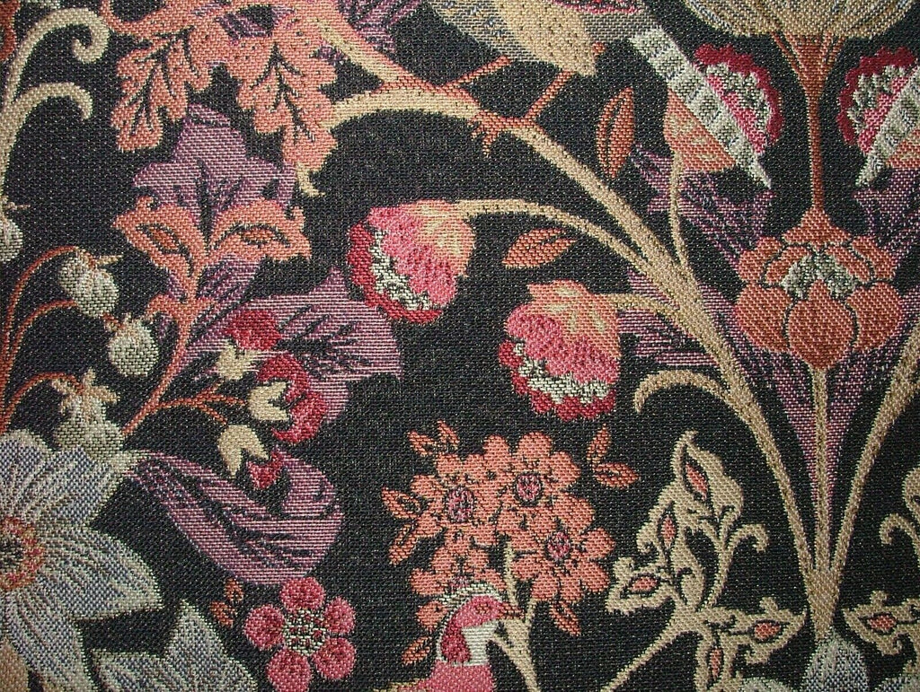 Morris Bird Midnight Blue Jacquard Fabric  Curtain Upholstery Cushion Throws Use