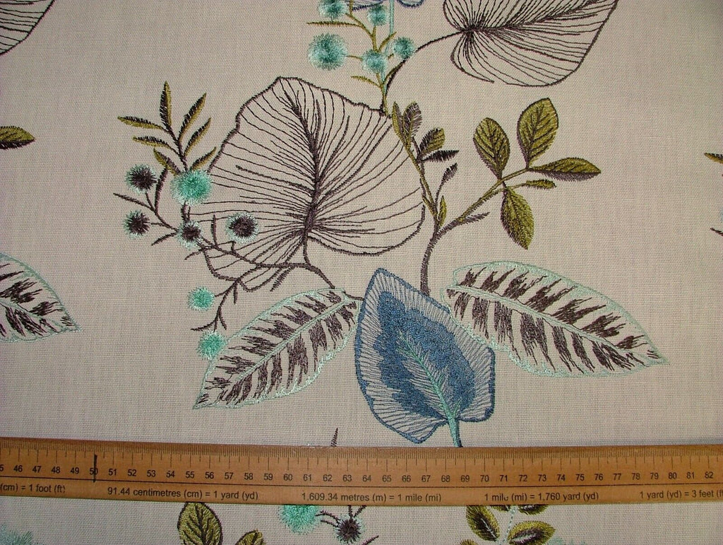 9 Metres Serengeti Marine Embroidered Curtain Cushion Upholstery Fabric RRP £585