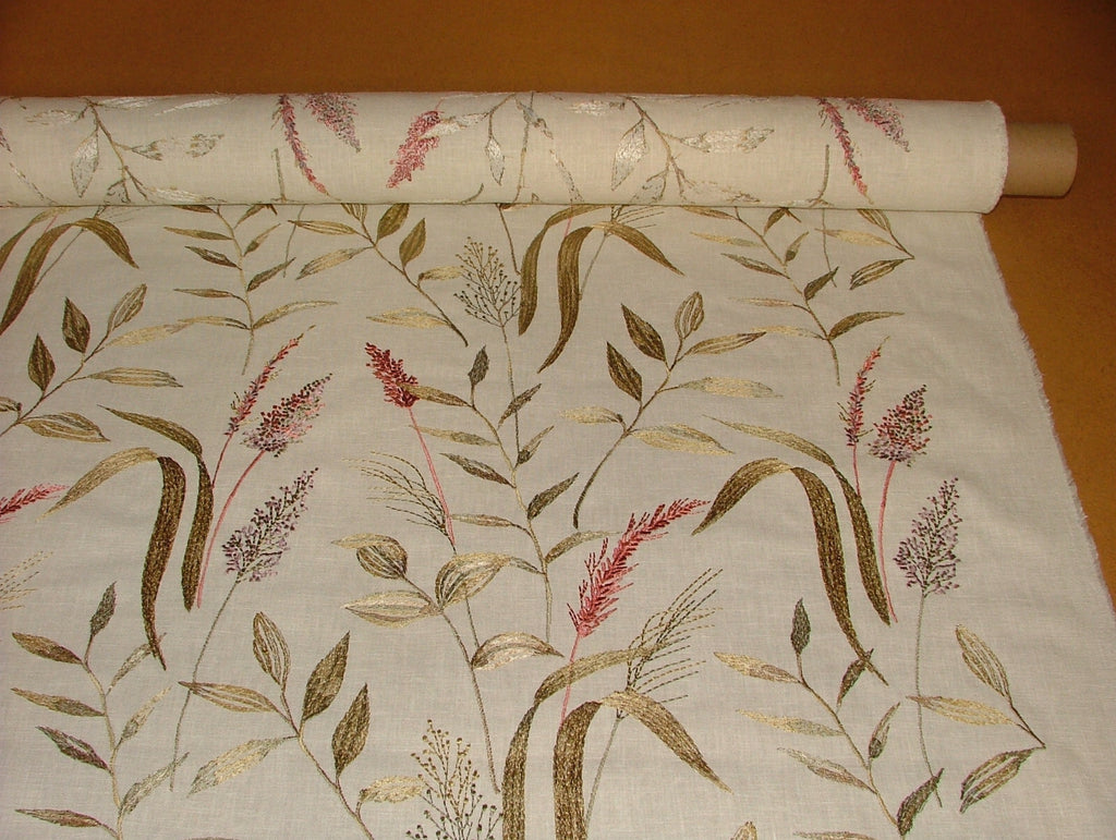 iLiv Embroidered Curtain Fabric 2.4 Metres Betony Rosewood Upholstery Cushion4