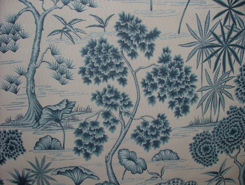 Japanese Oriental Tree Delft Jacquard Fabric Curtain Upholstery Cushion Blind