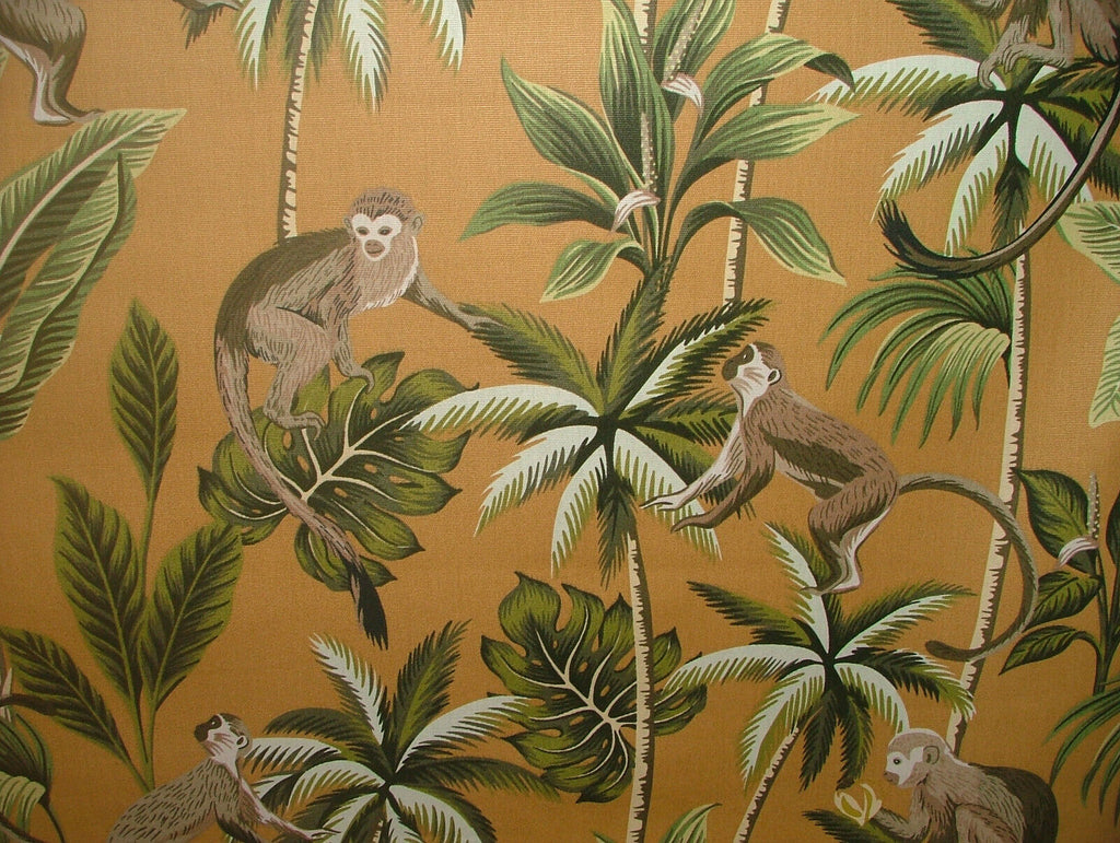 Tropical Monkey Botanical 100% Cotton Curtain Upholstery Cushion Blind Fabric