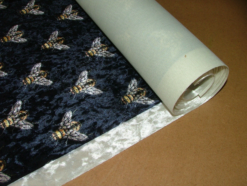 Luxurious Bees Plush Velvet Bee Fabric Curtain Upholstery Cushion Roman Blinds