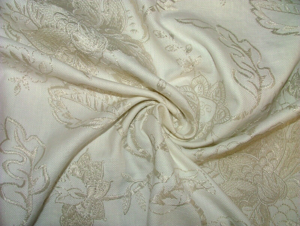 18 Metres Sandringham Natural Embroidered Curtain Upholstery Fabric RRP £720.00