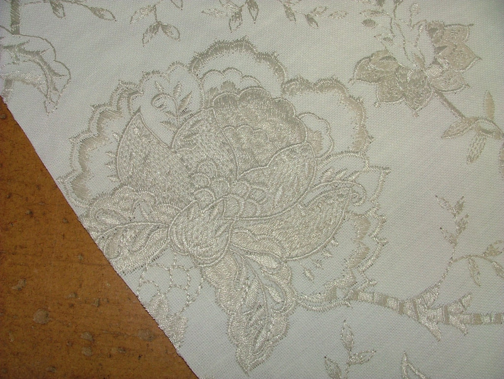 Sandringham Embroidered Curtain Fabric Natural Upholstery  Cushion 23 Metres3