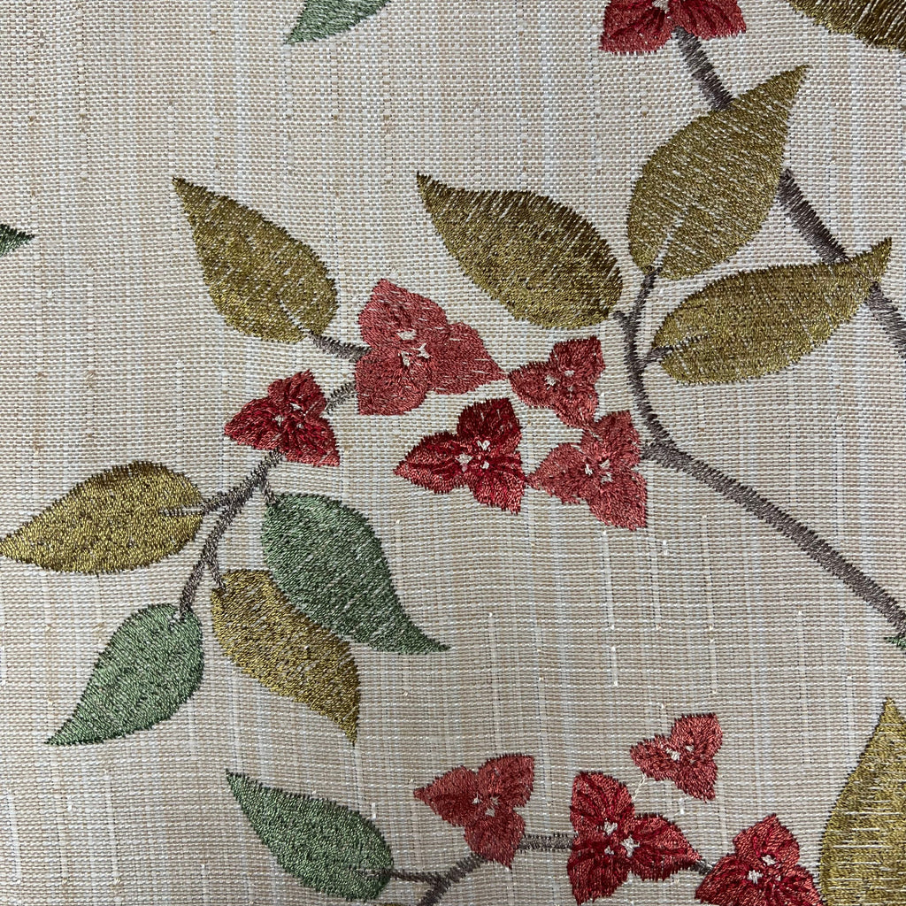 2,9M iLiv Bougainvillier Paprika Tissu Floral Brodé Rideau Rembourrage9