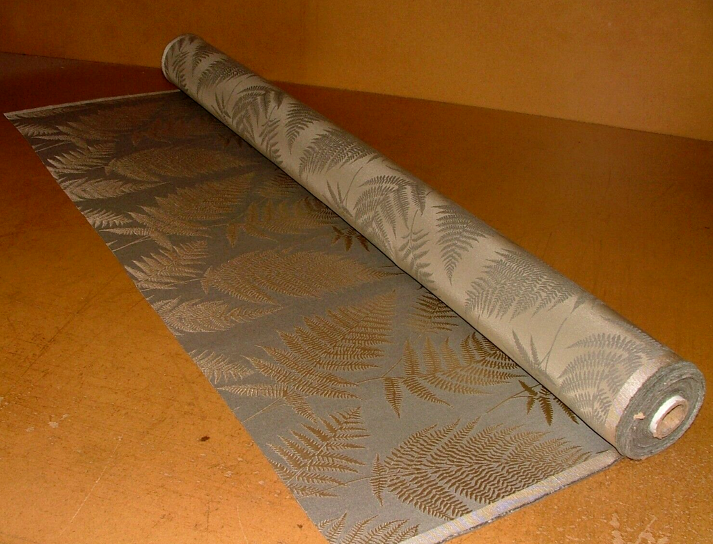 16 Metre Gold Pewter Fern Jacquard Fabric Curtain Cushion Upholstery RRP £608.00