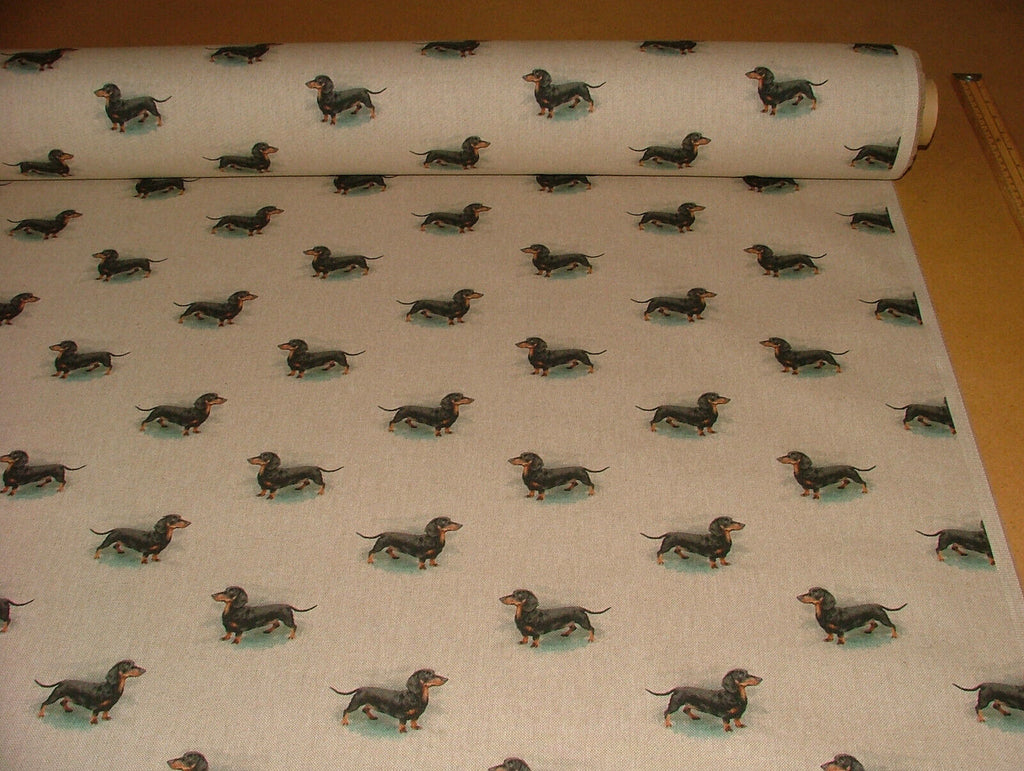 Sausage Dog Dachshund Cotton Rich Linen Fabric Curtain Cushion Upholstery Blinds