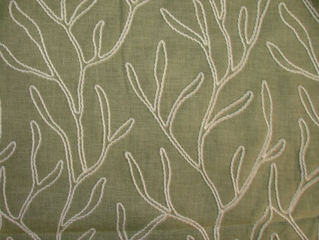 1 Metre iLiv Twig Sage Embroidered Fabric Curtain Blind Upholstery Cushion0
