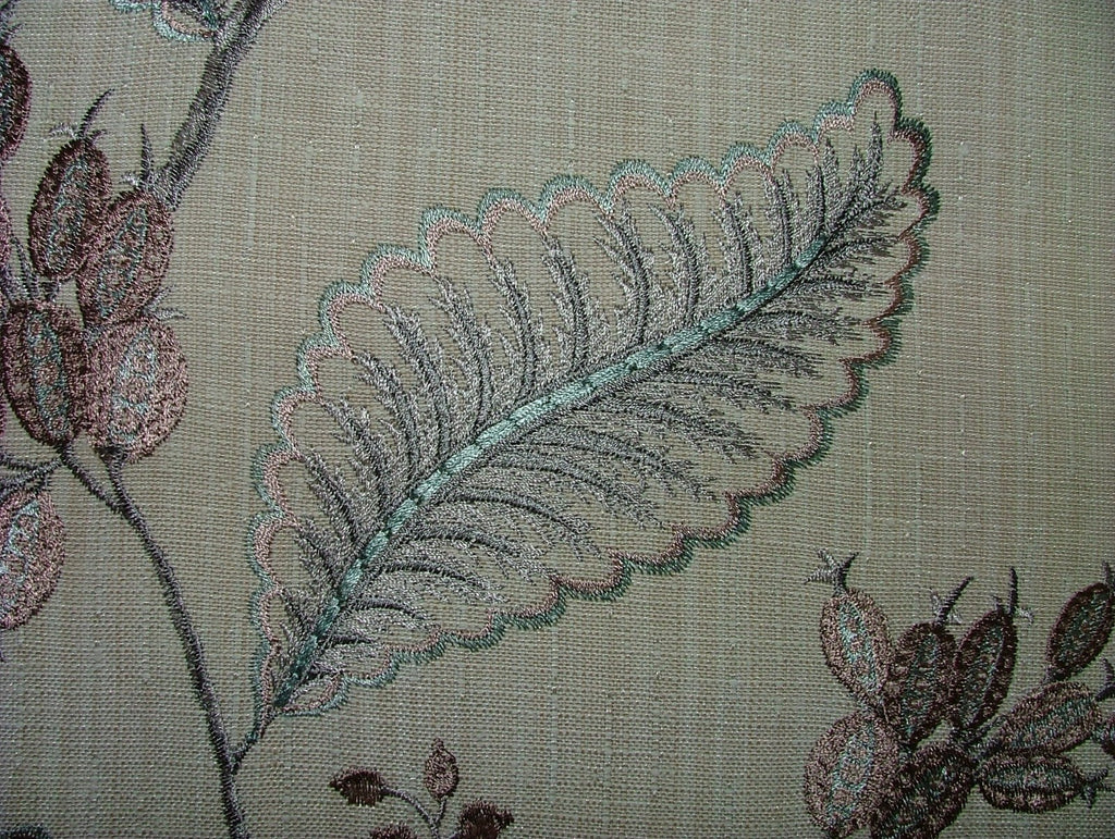 Embroidered Curtain Upholstery Fabric 11 Metres Berryvine Dove Grey RRP £550.008