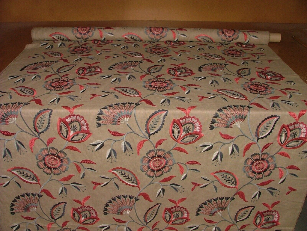 4 Metres iLiv Ophelia Cranberry Embroidered Fabric Curtain Upholstery Cushion
