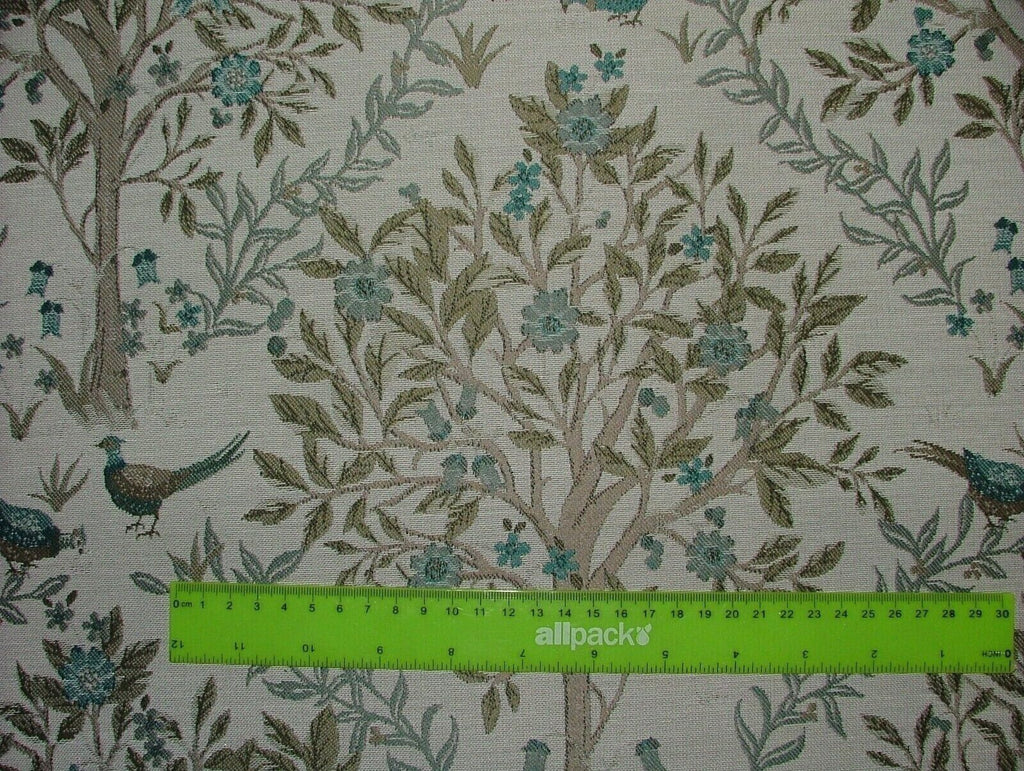 28 Metre Pheasants In The Trees Teal Jacquard Fabric Curtain Cushion Furnishings