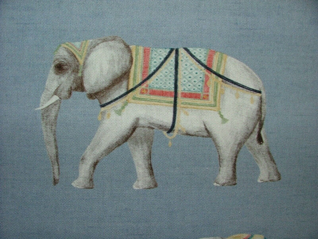 Jaipur Indian Elephant Blue 100% Cotton Curtain Upholstery Cushion Blind Fabric