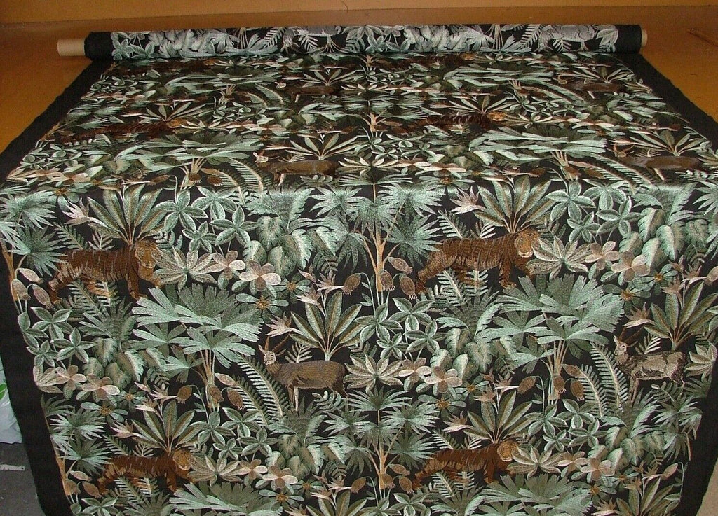 Tropical Forest Tiger Canopy Embroidered  Fabric Curtain Upholstery Cushion