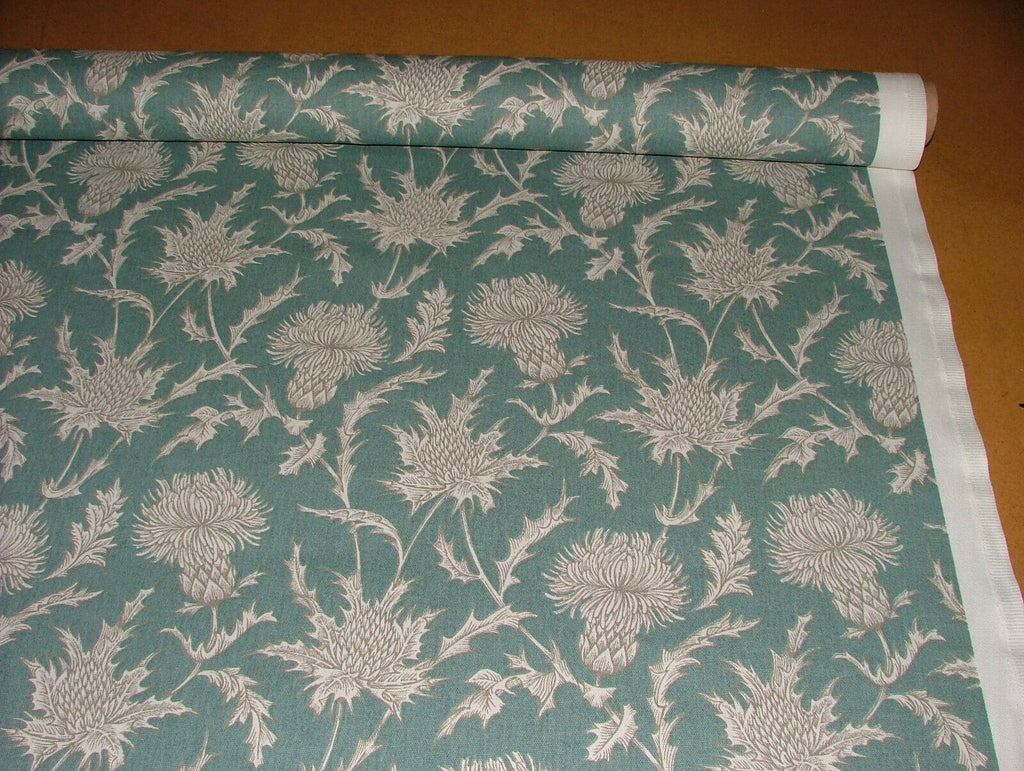 1.6m iLiv Carlina Teal Scottish Thistle Cotton Curtain Upholstery Cushion Fabric